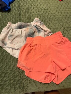 Coral Athletic Shorts with Speckled Tie-Dye Top